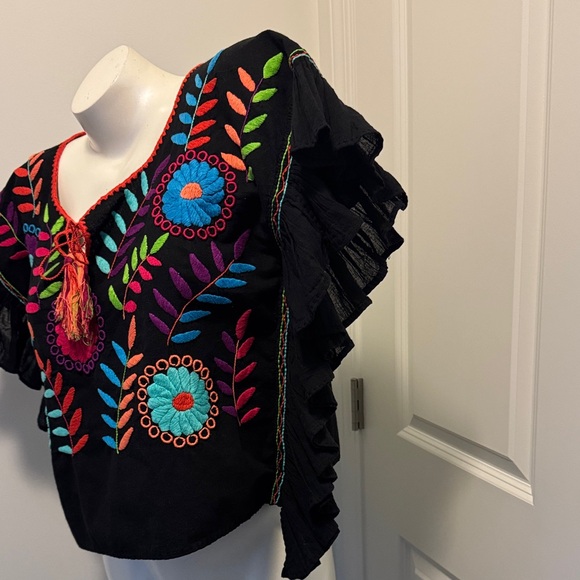 Vibrant Multicolor Embroidered Blouse - Picture 2 of 6